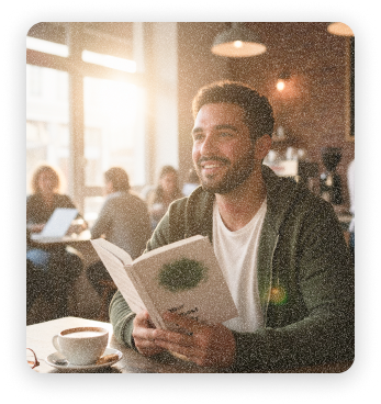man is reading a book